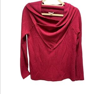 Maurice’s pullover knit top thermal feel wide neck distressed edging Size medium